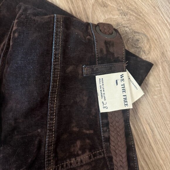 We the Free moxie flocked pull on barrel jeans with rope belt in dark brown • 28 - Picture 8 of 8